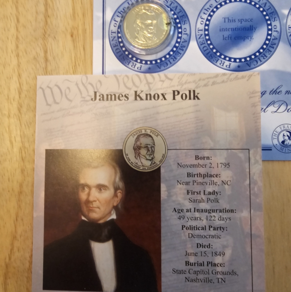 UNC US Mint Golden Presidential Dollar-James Knox Polk